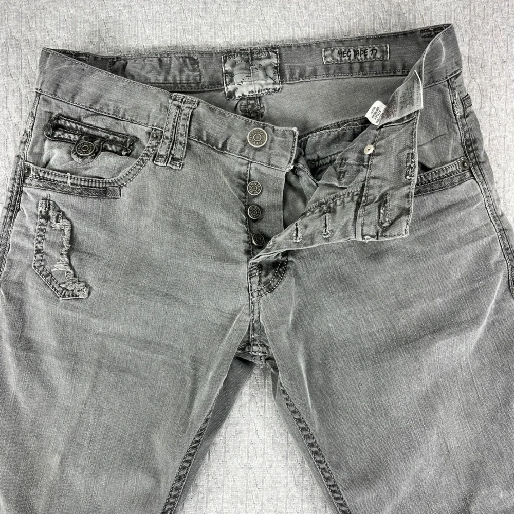 Taverniti So Jeans Mens 31x33 Grey Mec Tape 17 Distressed Straight Denim Pants